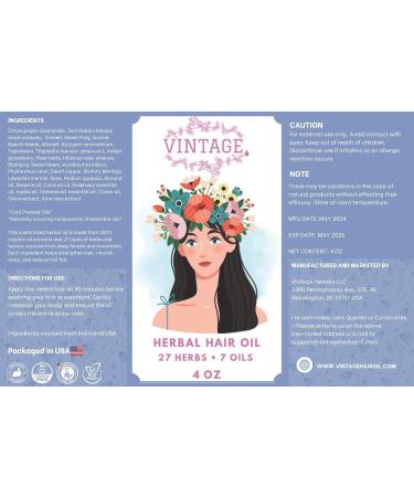 Herbal Hair Oil - 100% Pure Ayurvedic Solution for Hair Fall Grey Hair & Dandruff - 27 Herbs & 7 Oils - 4 OZ - Made in USA - Buy Online on GoSupps.com