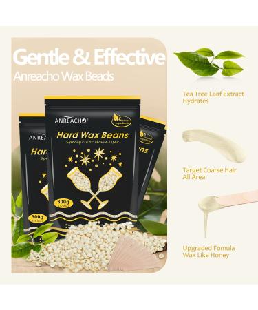 ANREACHO Hard Wax Beads for Sensitive Skin - 10.5 oz Painless Wax Beans for Bikini, Eyebrow & Facial Hair Removal - At-Home Pearl Waxing Beads with 10 Spatulas for Women & Men - Buy Online on GoSupps.com