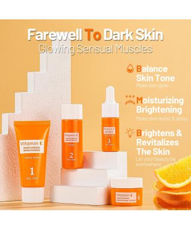 Viitamin C Skin Care Kit for Women Including Facial Cleanser Face Cream Face Toner Serum Smooth Deep Fine Lines Moisturizer - Buy Online on GoSupps.com
