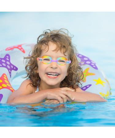 RUIGAO Kids Swim Goggles 3-14 | No Hair Pull | Fabric & Bunge Strap | Rainbow Design - Buy Online on GoSupps.com