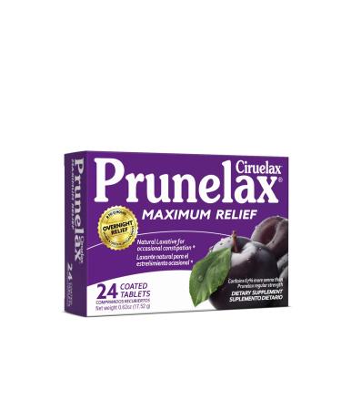 Prunelax Ciruelax Maximum Relief Natural Laxative for Occasional Constipation, 24 Tablets Plums 24 Count (Pack of 1)