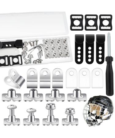 33 Pcs Hockey Helmet Repair Kit Including J Clips R Shape Football Visor Clips Rubber Gaskets Screws with Nuts for Youth Adults Hockey Baseball Sports