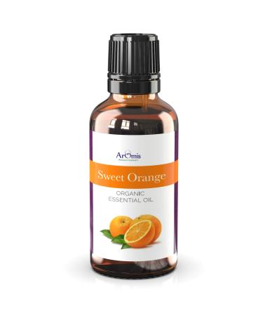 ArOmis Organic Sweet Orange Essential Oil - 100% Pure Therapeutic Grade - 30ml, Undiluted, Premium, Oils Perfect for Aromatherapy 1 fl oz