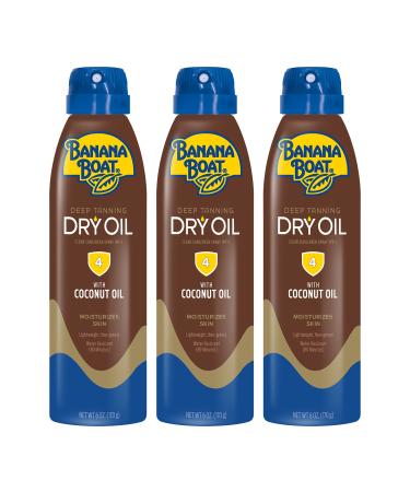 Banana Boat Deep Tanning Dry Oil Clear Spray Sunscreen SPF 4 6oz | Tanning Sunscreen Spray Banana Boat Dry Oil SPF 4 Dark Tanning Oil SPF Tanning Oil Oxybenzone Free Sunscreen 6oz
