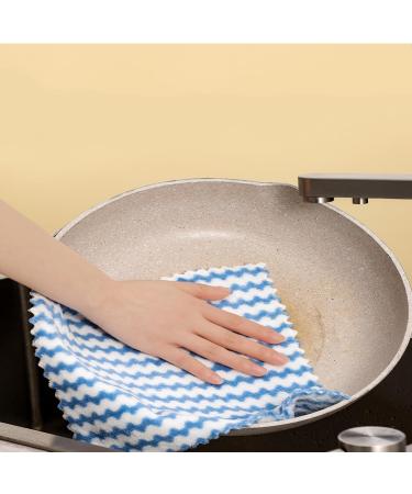 Thickened Water Ripple Kitchen rag Stripe Household Cleaning Coral Fleece Dishcloth Non-Stick Oil scouring pad Water Ripple (Lace) 15*20cm - Buy Online on GoSupps.com