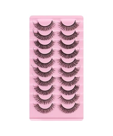 False Eyelashes Russian Strip Lashes 3D Hybrid Strip LashesD Curl Lashes Cat Eye Lashes Natural Look Fluffy Hybrid Strip Lashes Reusable False Eyelashes Multi-level Curling Eyelashes (DH06-05)