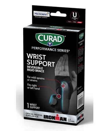 CURAD IRONMAN Wrist Support - Reversible Rigid Brace for Sprains Strains & Carpal Tunnel | Adjustable Universal Fit for Left/Right Wrist - Buy Online on GoSupps.com