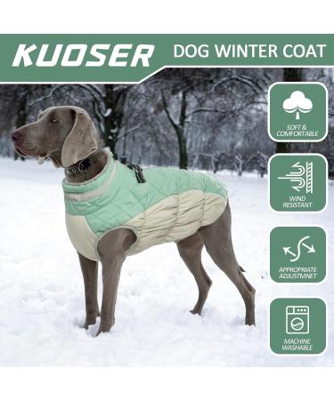 Kuoser Windproof Dog Coat - Reflective & Warm Jacket for Small & Large Dogs - Winter Outdoor Zippered XL Green - Buy Online on GoSupps.com