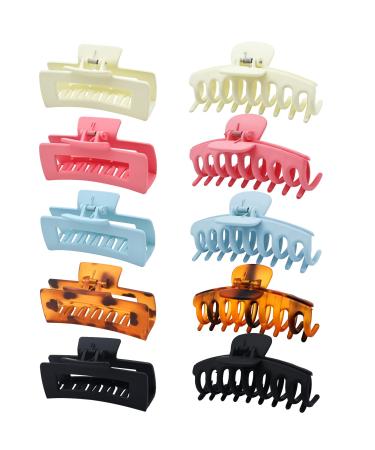 PAPARELA Hair Clips 10 Pcs 4.3 Inch Nonslip Large Claws Clip for Thick Hair 2 Styles Matte Jaw Clip Big Hair Clamps Strong Hold Hair Jaw Clips Hair Styling Accessories