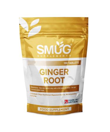 SMUG Supplements Ginger Root Extract - 100 High Strength 1000mg Tablets - Supports a Healthy Digestive System and Can Reduce Travel Sickness - Vegan Friendly - Made in Britain