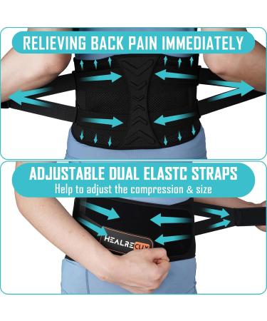 Back Brace for Lower Back Pain Relief | Adjustable Lumbar Support Belt for Men & Women | XXL for Herniated Disc Sciatica & Scoliosis - Black - Buy Online on GoSupps.com