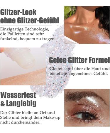  EONFAVE roll-on glitter body gel mermaid color changing glitter for festival rave holographic painting glitter hair gel halloween makeup for rave party - Buy Online on GoSupps.com