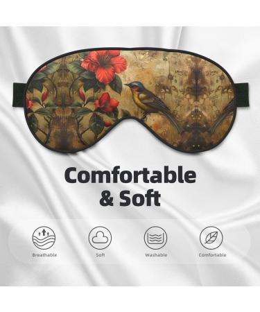 Flower and Bird Art Soft Sleep Eye Mask - Breathable Travel Eye Patch for Women | Relaxation & Comfort - Buy Online on GoSupps.com