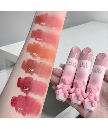 Sitovely 3PCS Cute Bear Matte Lipstick Set Velvet Lipgloss Matte Lipstick Moisturizing Velvet Lip Gloss Long Lasting Pink Color Lip Glaze (B) - Buy Online on GoSupps.com