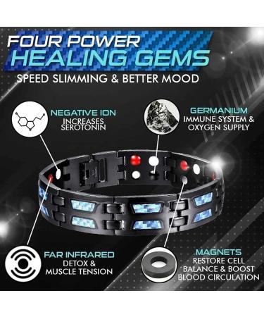 Buy Titanium Power Magnetic Bracelet | Adjustable Carbon Blue Therapeutic Ring for Men | Lymphatic Drainage & Pain Relief - Buy Online on GoSupps.com