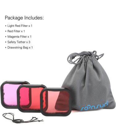 Soonsun 3 Pack Dive Filter for GoPro Hero 5 6 7 Black Super Suit - Red Light Red and Magenta Filters - Enhance Underwater Colors for Video and Photography - Buy Online on GoSupps.com
