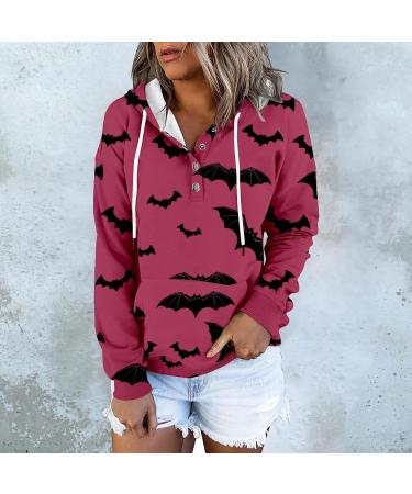 Shop Creoqiji Women's Black Sweater | Fashionable Long-Sleeved Hooded Style with Button & Cord Tie - Hot Pink Options Available - Buy Online on GoSupps.com