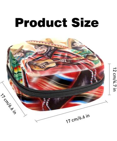 Funny Mexican Monkey Guitar Bag - Zippered Menstruation Pad & Tampon Bag for Women & Girls | Stylish Collection Bags - Buy Online on GoSupps.com