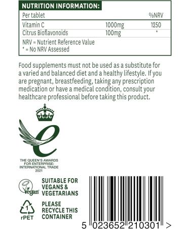 Natures Aid Vitamin C 1000mg Time Release Tablets with Citrus Bioflavonoids - Immune System Support - Vegan - Made in the UK - Buy Online on GoSupps.com