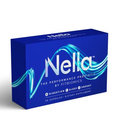 Nella Gut Health Supplements for Women & Men (30 Capsules), Energy Boosting Probiotics for Digestive Health, 3 Strains, Daily Probiotic Pills, Supports Workout & Recovery