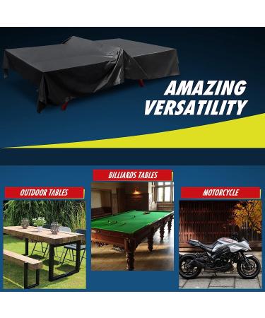 BEILLER Ping Pong Table Cover - Waterproof Outdoor/Indoor Dust Cover for Folding & Flat Tables - 11.5x7.8ft - Fits 9x5ft Tables - Black - Buy Online on GoSupps.com