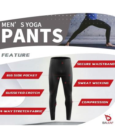BALEAF Men's Yoga Leggings Running Tights with Pockets - Black Large - Buy Online on GoSupps.com