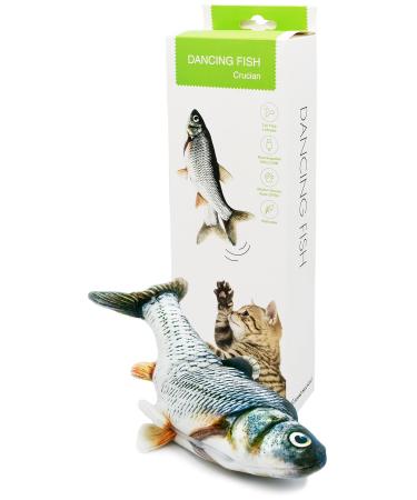 Flopping Fish Cat Toy - Interactive Floppy Fish Cat Kicker Toy with 2 Catnip Packets | Funny Moving Cat Toy for Excercise & Boredom | USB-Charged, Soft & Washable | Electric Fish Cat Toy Gift 12x5 in.