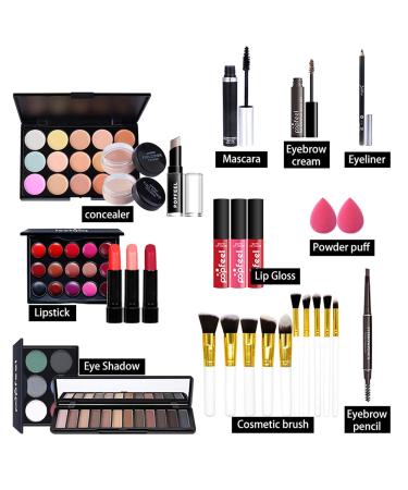 Jascherry 25-Piece Portable Makeup Set for Women | Complete Travel Cosmetics Kit | Eyeshadow Lipstick & Brushes - Perfect Gift for Girls - Buy Online on GoSupps.com
