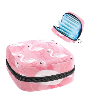 GIAPB Period Bag Sanitary Napkin Storage Bag Period Pouch Travel Makeup Bag Cartoon Seamless Flamingo Color2509