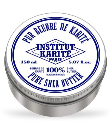 Institut Karit Paris 100% Pur Beurre de Karit Sans parfum 150ml Produit naturel pour cheveux corps et visage Pure Shea Butter for body face and hair Sans parfum 150 ml (Lot de 1)