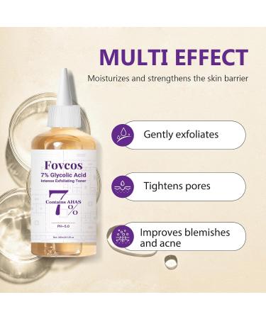 7% Glycolic Acid Exfoliating Toner Exfoliating Skin Care Facial Toner Improves Texture Reduces Breakouts Pores and Fine Lines Suitable for All Skin Types 8.44 Fl Oz (Pack of 1) - Buy Online on GoSupps.com