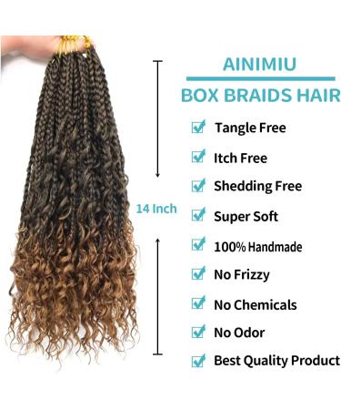 Ainimiu 14 Inch Goddess Box Braids Crochet Hair Bohomian Crochet Box Braids Curly Ends 8 Pack Crochet Braids Synthetic Braiding Hair Extension Black 14 Inch(Pack of 8) T30# - Buy Online on GoSupps.com