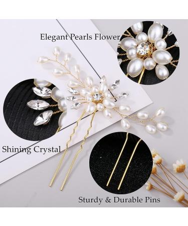 5-Piece Gold Wedding Hair Accessories Set for Brides - Pearl, Crystal, Rhinestone Hair Comb, Pins - Bridal Hair Accessories for Bridesmaids, Women, Girls - Buy Online on GoSupps.com