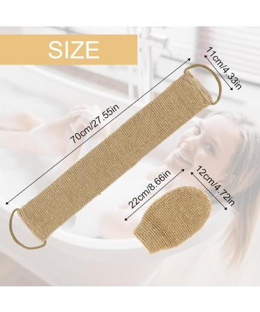 COMNICO 2pcs Exfoliating Body Scrubber Natural Hemp Back Scrubber Exfoliator Loofah Shower Bath Wash Deep Cleaning Glove and Strap Dead Skin Removal for Men Women - Buy Online on GoSupps.com