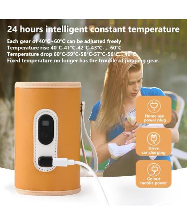 Portable USB Baby Bottle Warmer | Fast Heating with LCD Display | 40-60 C Temperature | 21 Gear Adjustable | Automatic Insulation | For Outdoor Car Travel - Buy Online on GoSupps.com