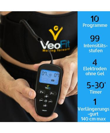 Veofit Advance Abdominal Muscle Trainer | EMS Device for Men & Women | 10 Programs 99 Intensity Levels | No Gel Fits Waist Up to 140cm - Buy Online on GoSupps.com