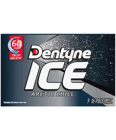 Dentyne Ice Arctic Chill Sugar Free Gum - 144 Total Pieces (16 Count, Pack of 9) - Buy Online on GoSupps.com