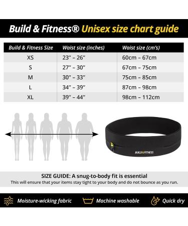 Buy Build & Fitness Running Belt for Men & Women Flip-Waist Pocket Key Clip & Cell Phone Holder for iPhones & Samsung - Adjustable 34 -39 (87-98cm) - Black - Buy Online on GoSupps.com