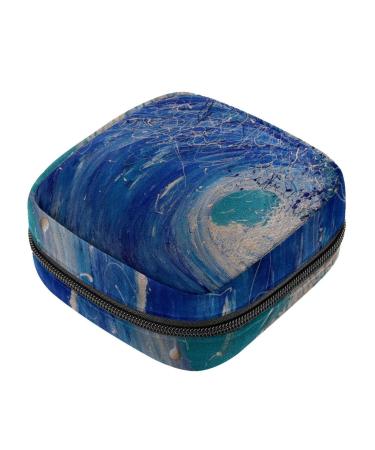 Menstrual Pad Bag with Zipper Ladies Napkin Pouch Tampons Collection Bag for Women and Girls (Hawaii Wave)