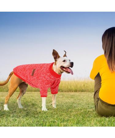 Warm Dog Sweater - Fleece Hoodie for Small & Medium Dogs | Cozy Winter Pet Coat for Corgis Bulldogs & Bichons (L/35cm) - Red - Buy Online on GoSupps.com