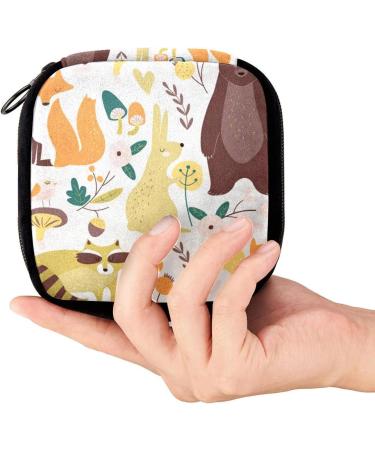 GIAPB Period Bag - Autumn Leaf Fox Bear Pattern Color1300 | Sanitary Napkin Storage & Makeup Pouch - Buy Online on GoSupps.com