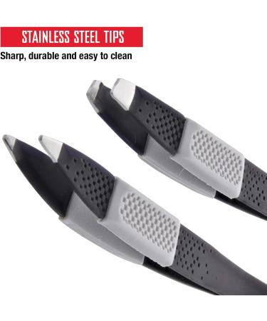 Barbasol Non Slip Stainless Steel Tweezer (2 Pack) - Slanted and Pointed Tweezers - Buy Online on GoSupps.com