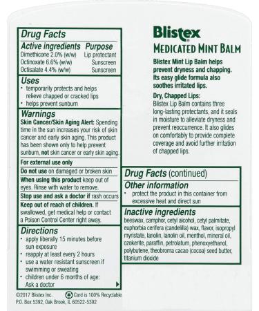 Blistex Medicated Mint Balm SPF 15 0.15 oz - Pack of 5 | Soothing Lip Care - Buy Online on GoSupps.com