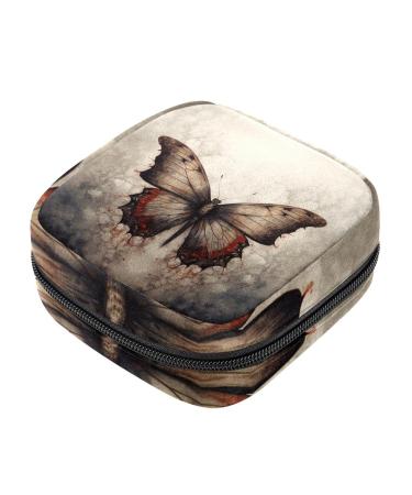 Menstruation pad bag with zipper women's napkin bag tampons collective bags for women and girls (retro-butterfly) Color 7