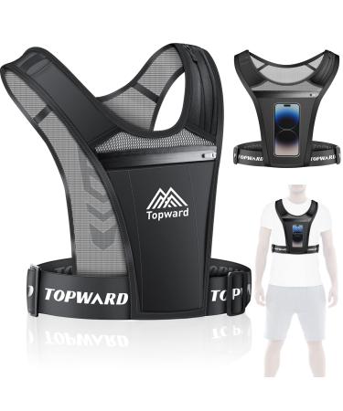 Topward running vest reflective cell phone bag jogging cell phone holder for men women jogging walking exercise & gym workout.Waterproof mobile phone holder for all smartphones.Adjustable strap black-1
