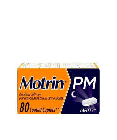 Motrin PM Caplets with 200 mg Ibuprofen & 38 mg Sleep Aid, Nighttime Pain Relief from Minor Aches and Pains, 80 ct. PM 80 Count (Pack of 1)