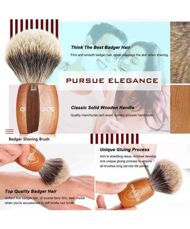 Anbbas Men's Pure Badger Hair Shaving Brush - Manchurian Ash Wood Handle - Buy Online on GoSupps.com