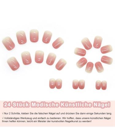 Oval Short French Press-On Nails | Mrcuvaryas Pink Gradient Soft Gel Nail Tips Full Cover - Buy Online on GoSupps.com