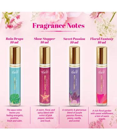 Perfume Gift Set for Women (4 * 10 ml) Luxury Scent Aqua Fruity Floral Woody Musky & Spicy Fragrance with Long Lasting | Roll on Perfume Set | Alcohol-Free - Buy Online on GoSupps.com