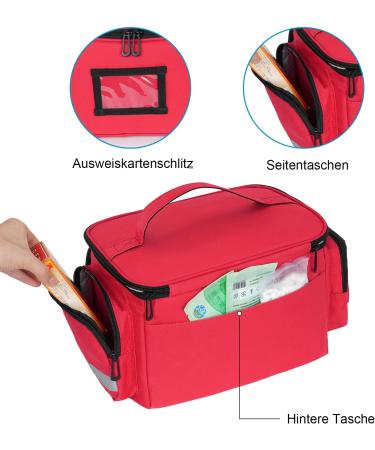 Jamiukro Medical Organizer Bag | Tasch Empty Emergency Travel Storage for Nurses | Pill Bottle Organizer & Medication Travel Bag - Red - Buy Online on GoSupps.com